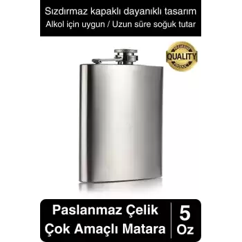 Limited Edition Sızdırmaz Paslanmaz Çelik 5 Oz Alkol Sıvı İçecek Kamp Cep Su Matarası Dayanıklı