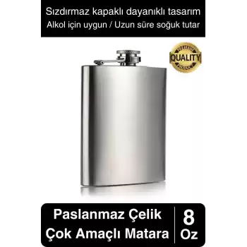Sızdırmaz Paslanmaz Çelik 8 Oz Alkol Sıvı İçecek Kamp Cep Su Matarası Dayanıklı