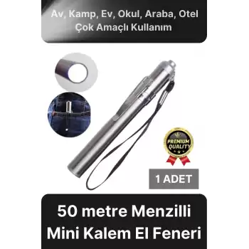 Çok Amaçlı 50 Metre Menzilli Tek Modlu Beyaz 1 Pille Çalışan Kamp Ev Mini Kalem Cep Boyu El Feneri