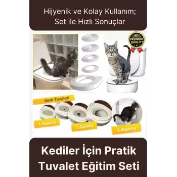 Kolay Kullanım Hijyenik Pratik Kum Kabı Yavru Yetişkin Kedi Wc Tuvalet Alıştırma Klozet Eğitim Seti