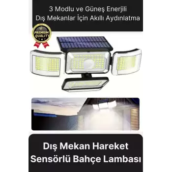 Ayarlanabilir 3 Modlu Solar Güneş Enerjili 122 Ledli Dış Mekan için Hareket Sensörlü Bahçe Lambası