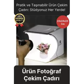 Çok Amaçlı Portatif Taşınabilir Beyaz Led Işıklı Pratik Mini Fon Fotoğraf Stüdyosu Ürün Çekim Çadırı