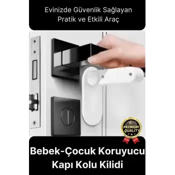 Özel Tasarım Düğmeli 180 Derece Dönebilen Bebek Çocuk Koruyucu Güvenlik Kapı Kolu Kilidi - 1 Adet