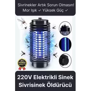 Çok Fonksiyonlu Asılabilir Sessiz Prizli Elektrikli Cız Lamba 220V Mor Işık Kara Sivrisinek Öldürücü