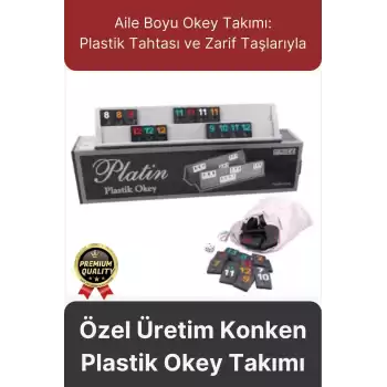 Premium Kaliteli Eğlence Hobi Çizilmeye Dayanıklı Silinebilir Büyük Boy Konken Plastik Okey Takımı