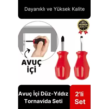 Özel Üretim Kaliteli Dayanıklı Ergonomik Tadilat Vidalama Avuç İçi Düz Yıldız 2li Tornavida Seti