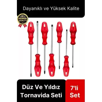Üstün Kalite Dayanıklı Pratik Ergonomik Vidalama Tamir Tamirat Düz Ve Yıldız 7 Parça Tornavida Seti