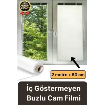 Premium UV Engelleyici İçeriyi Göstermeyen Yapışkan İz Bırakmaz Ofis Ev Buzlu Cam Filmi 2 mt x 60 cm