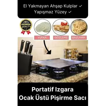 Özel Üretim Yapışmaz Ahşap Kulplu Yufka Ekmek Gözleme Hamur Mangal Izgara Ocak Üstü Pişirme Sacı