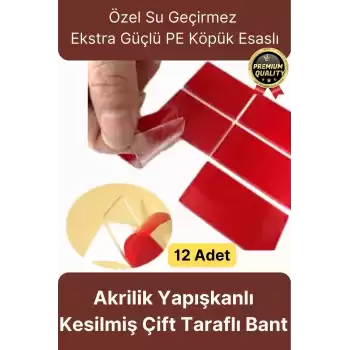 Çok Amaçlı Güçlü Su Geçirmez Hazır Kesilmiş Şeffaf 25x30mm PE Köpük Çift Taraflı Asma Bant-12 Adet