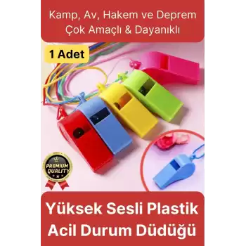 Çok Amaçlı Yüksek Sesli Renkli Kamp Av Spor Deprem Çağrı Hakem Plastik Acil Durum Düdüğü - 1 Adet