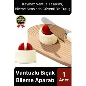 Premium Pratik Keskin Makas Şef Mutfak Paslanmaz Vantuzlu Mini Bıçak Bileme Aparatı Aleti - 1 Adet