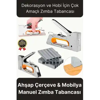Çok Amaçlı Pratik Dekorasyon Hobi Koltuk Döşeme Çakma Mobilya Ahşap Çerçeve Manuel Zımba Tabancası