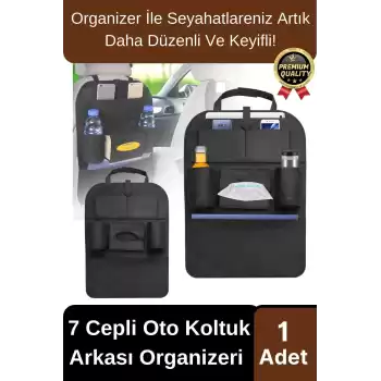 Özel Üretim Oto Aksesuarı 7 Cepli Keçe Koltuk Arkası Organizeri Araç İçi Eşya Çanta Düzenleyici