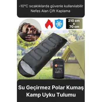 Premium Ultra Konforlu Nefes Alan Çift Kaplama Su Geçirmez Polar Kumaş Kamp Uyku Tulumu -10 Derece