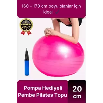 Premium Mini Gymball 20cm Jimnastik Denge Fitness Spor Şişirme Pompası Hediyeli Pembe Pilates Topu