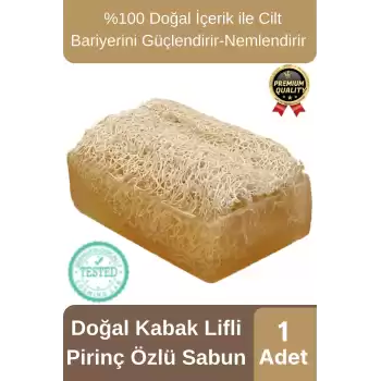 Organik Ferah Koku Cilt Bariyerini Güçlendirir Nemlendirir %100 Doğal Kabak Lifli Pirinç Özlü Sabun