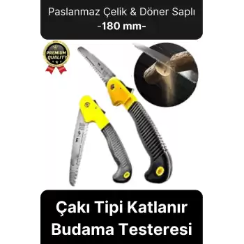 Dayanıklı Kaliteli Paslanmaz Çelik Döner Saplı Kamp Bahçe Katlanır Budama Testeresi Çakı Tipi 180 Mm