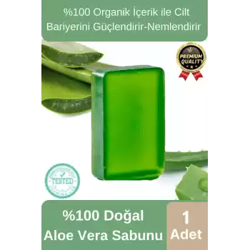 Organik Ferah Koku Cilt Bariyerini Güçlendirir Nemlendirir %100 Doğal Aloe Vera Sabunu 1 Adet