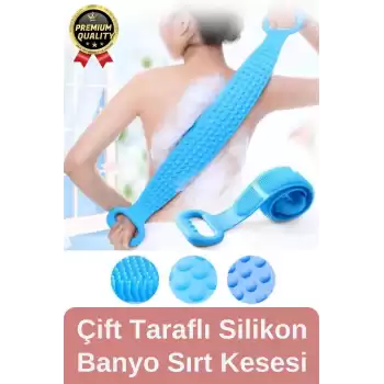 Yıkanabilir Back Scrubber Masaj Etkili Silikon Çift Taraf Duş Lifi Banyo Sırt Kesesi Büyük Boy 70cm