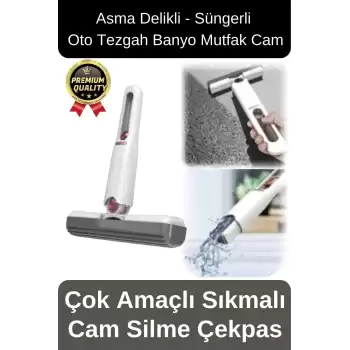 Çok Amaçlı Taşınabilir Pratik Sıkmalı Sünger Oto Tezgah Banyo Mutfak Cam Temizleme Silme Çekpas Mop