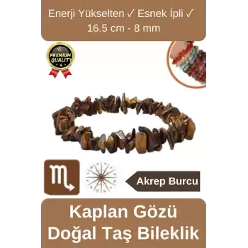Özel Üretim Enerji Yükselten Esnek İpli Akrep Burcu Gerçek Kaplan Gözü Doğal Taş Unisex Bileklik