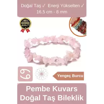 Özel Üretim Enerji Yükselten Esnek Ip Yengeç Burcu Gerçek Pembe Kuvars Doğal Taş Unisex Bileklik