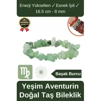 Özel Üretim Enerji Yükselten Esnek Ipli Başak Burcu Gerçek Yeşim Aventurin Doğal Taş Unisex Bileklik