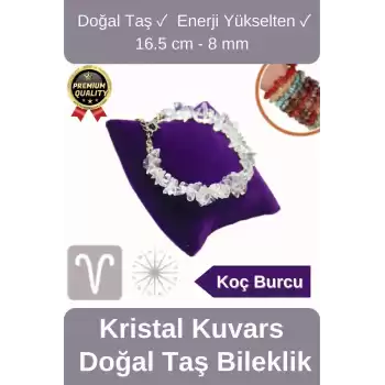 Özel Üretim Enerji Yükselten Esnek İpli Koç Burcu Beyaz Kristal Kuvars Doğal Taş Unisex Bileklik