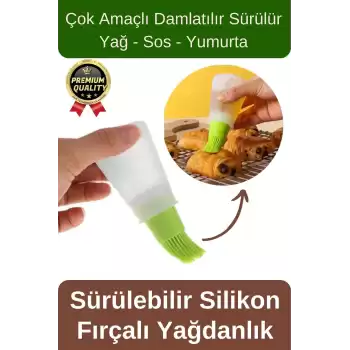 Çok Amaçlı Uzun Ömürlü Damlatılabilir Sürülebilir Yağ Sos Yumurta Hazneli Silikon Fırçalı Yağdanlık