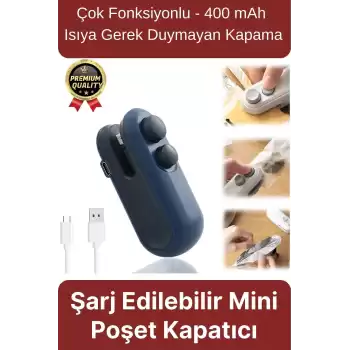 Çok Fonksiyonlu Isıya Gerek Duymayan 400mAh Şarj Edilir Mini Poşet Ambalaj Ağzı Kapatıcı Ve Kesici