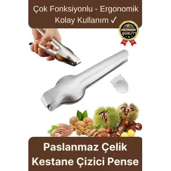 Çok Fonksiyonlu Ergonomik Kaymaz Paslanmaz Çelik Kabuk Kırma Açma Aleti Metal Kestane Çizici Pense