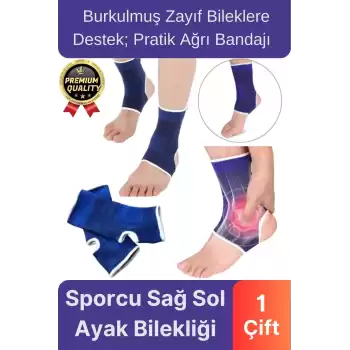 Pratik Burkulmuş Zayıf Kaslara Koruma Destek Sağlayan Ağrı Bandaj Sporcu Sağ Sol Ayak Bilekliği