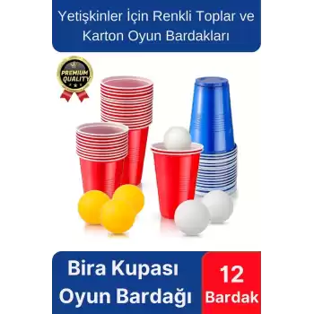Özel Gün Beer Pong Yetişkin Eğlence Parti Malzemeleri İçki Bira Renkli 12 Toplu Karton Oyun Bardağı