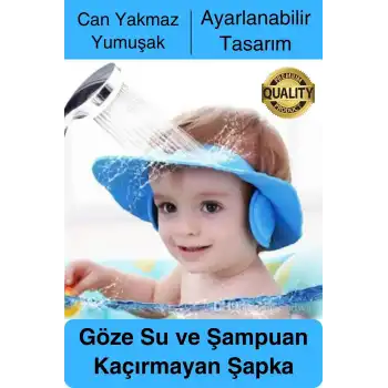Ayarlanabilir Çocuk Bebek Duş Şapkası Göze Şampuan Su Sabun Kaçmasını Önleyen Koruyucu Banyo