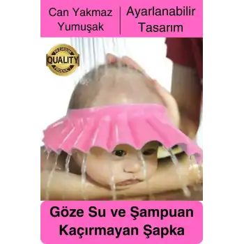 Ayarlanabilir Çocuk Bebek Duş Şapkası Göze Şampuan Su Sabun Kaçmasını Önleyen Koruyucu Banyo