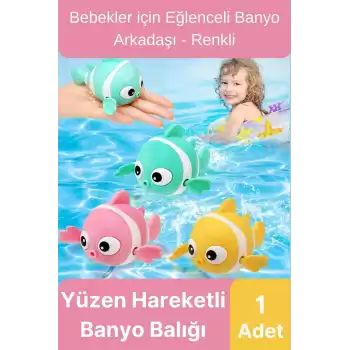 Özel Üretim Banyo Arkadaşı Eğlenceli Bebek Çocuk Renkli Oyuncak Kurmalı Yüzen Hareketli Banyo Balığı