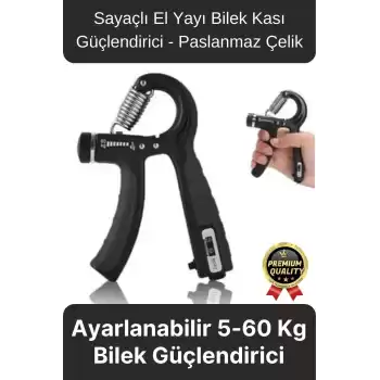 Premium Ayarlanabilir Taşınabilir Fitness Egzersiz Sayaçlı El Yayı 5-60 Kg Bilek Kası Güçlendirici