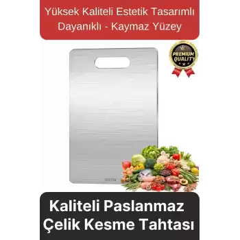 Çok Amaçlı Dayanıklı Kaymaz Yüzey Paslanmaz Çelik Mutfak Sebze Meyve Et Doğrama Lüks Kesme Tahtası