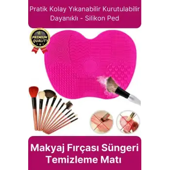 Premium Pratik Kolay Yıkanabilir Kurutulabilir Silikon Makyaj Fırçası Süngeri Temizleme Matı Aparatı