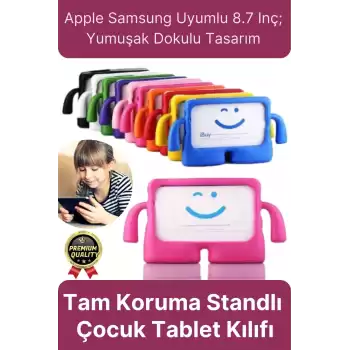 Kids Tutacaklı Apple Samsung Uyumlu 8.7 Inç Eğlenceli Karakterli Standlı Çocuk Tablet Kılıfı