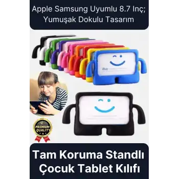 Kids Tutacaklı Apple Samsung Uyumlu 8.7 Inç Eğlenceli Karakterli Standlı Çocuk Tablet Kılıfı
