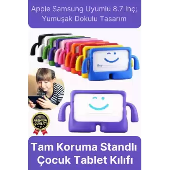 Kids Tutacaklı Apple Samsung Uyumlu 8.7 Inç Eğlenceli Karakterli Standlı Çocuk Tablet Kılıfı