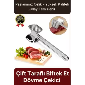 Premium Yüksek Kaliteli Uzun Ömürlü Paslanmaz Çelik Çift Taraflı Biftek Et Dövme Çekici Yumuşatıcı