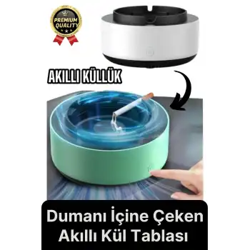 Premium Pratik Dekoratif Pilli Yıkanır Kötü Koku Engelleyen Dumanı İçine Çeken Akıllı Kül Tablası