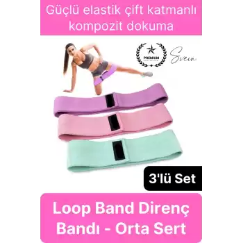 Premium Loop Band Direnç Bandı Orta Sert Spor Egzersiz Aerobik Pilates Squat Lastiği Fitness Yoga