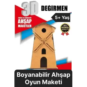 Premium Çocuk Eğitici Öğretici Zeka Geliştirici Boyanabilir 3 Boyutlu Demonte Ahşap Oyun Maketi
