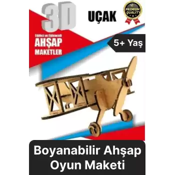 Premium Çocuk Eğitici Öğretici Zeka Geliştirici Boyanabilir 3 Boyutlu Demonte Ahşap Oyun Maketi