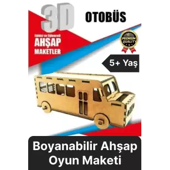 Premium Çocuk Eğitici Öğretici Zeka Geliştirici Boyanabilir 3 Boyutlu Demonte Ahşap Oyun Maketi