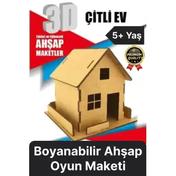 Premium Çocuk Eğitici Öğretici Zeka Geliştirici Boyanabilir 3 Boyutlu Demonte Ahşap Oyun Maketi